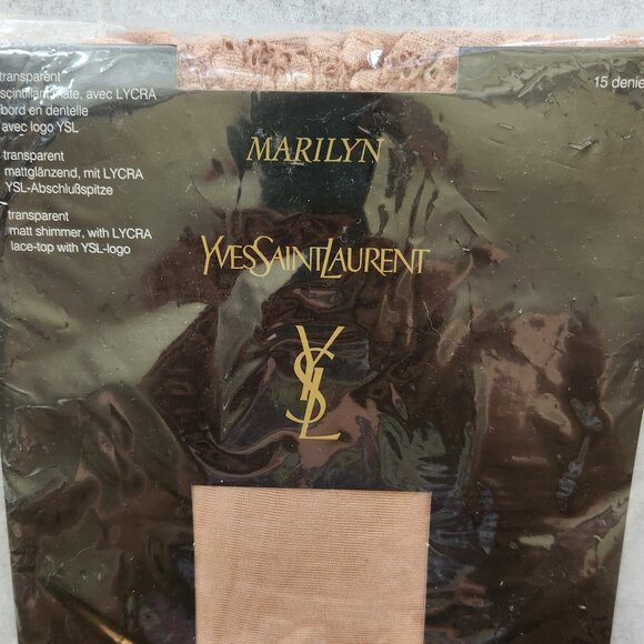 YSL YVES SAINT LAURENT Marilyn Stay-up Stockings Wide Lace Skin Beige Logo Brand - Picture 1 of 12